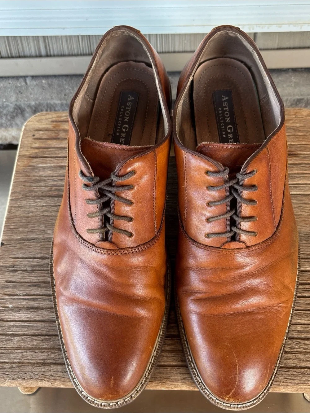 Austin Grey Men's 9 Lace-Up Leather Derby Shoes in Cognac Brown